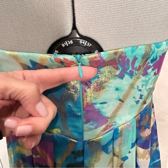 Xscape Multicolor Metallic Bandeau Balloon Hem Mini Dress Party, Event Sz 10 - Picture 10 of 12